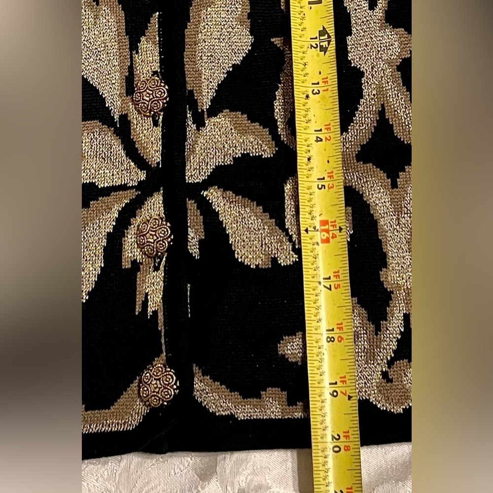 Vintage Peter Nygard Gold Metallic Knit Sweater Vest Small 90s Mob Wife Baroque - Picture 15 of 15